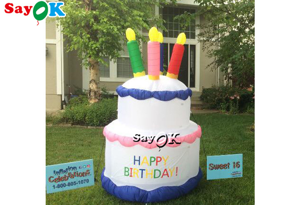 Gâteau de publicité gonflable de décoration de yard de gâteau d'anniversaire d'explosion de bâche