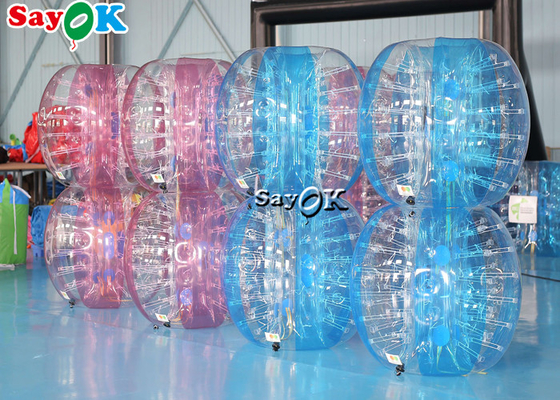 La boule de butoir de Zorb de carnaval de jeux de l'adulte TPU de corps gonflable de PVC a placé le football gonflable rose bleu transparent de bulle