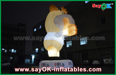 Publicité 10m Vache géante d'Oxford Cartoon gonflable Blanc couleur avec lumière LED personnages de dessins animés pour les fêtes d'anniversaire