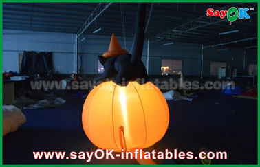 Chat gonflable durable de potiron de décorations de vacances de Halloween avec l'éclairage mené