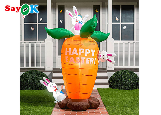 Carottes gonflables de partie de décorations de vacances de Pâques de jardin et lapin mignon