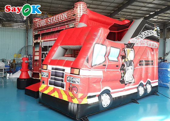 Château rebondissant gonflable orienté de camion de pompiers pour le parc d'attractions d'enfants