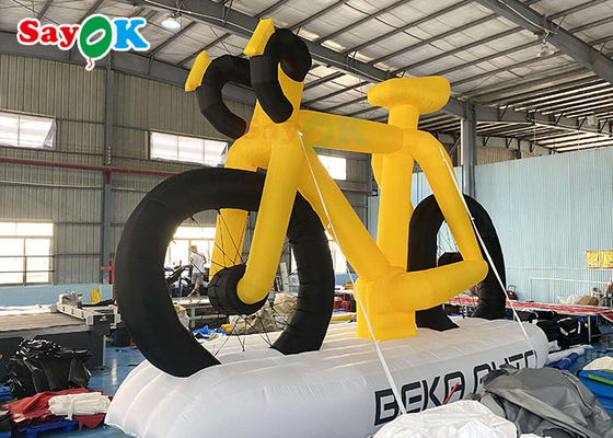 Bicyclette promotionnelle de modèle de produits gonflables faits sur commande élevés de la publicité jaune avec la copie