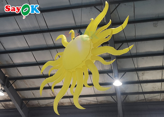 Modèle de soleil de décoration d'éclairage gonflable jaune portable suspendu
