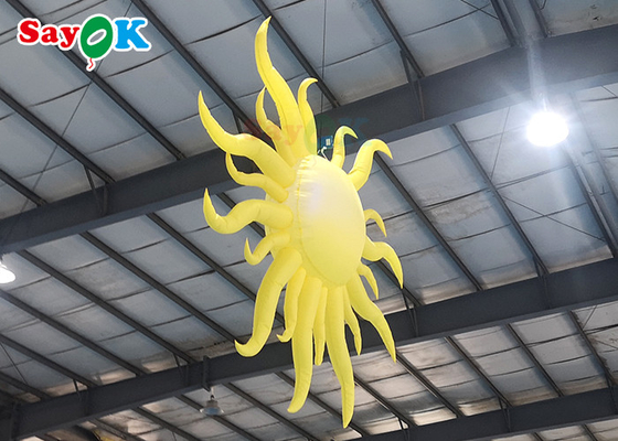 Modèle de soleil de décoration d'éclairage gonflable jaune portable suspendu