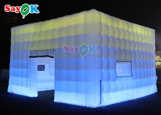 Tente de cube gonflable noir portable personnalisée avec éclairage à LED