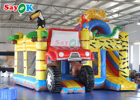 Chambre pleine d'entrain de château de rebond de Forest Animal Inflatable Jumping Slide de zoo de terrain de jeu d'enfants