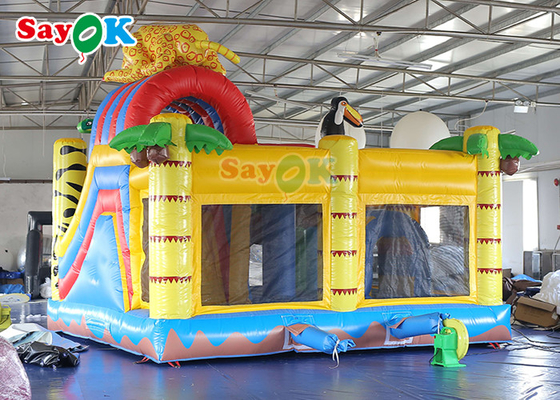 Chambre pleine d'entrain de château de rebond de Forest Animal Inflatable Jumping Slide de zoo de terrain de jeu d'enfants