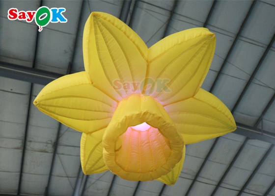 Décoration gonflable jaune d'éclairage de 1.0m accrochant des fleurs de rose avec la LED
