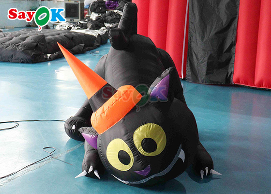 Modèle d'animal de dessin animé d'Halloween Petit chat noir gonflable Décoration de jardin d'Halloween