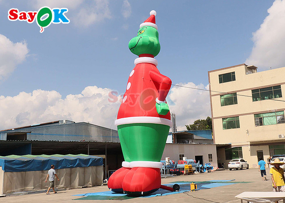 Verte et rouge 32 pieds de haut gonflable Grinch soufflé à l'air avec décoration de la cour du chapeau