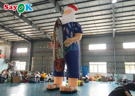 Modèle de décoration de Noël hawaïenne Père Noël gonflable sur la plage Taille 7,6m