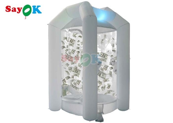 Tissu en nylon blanc 210d machine à argent gonflable cube emporter de l'argent