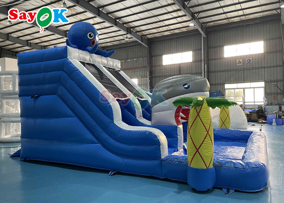 Parque d'attractions toboggan gonflable avec piscine 19 7ft toboggan gonflable géant requin pour enfants