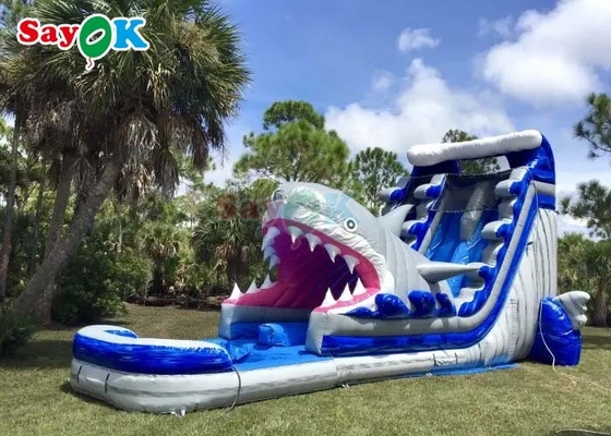 40 pieds de divertissement gonflable requin double toboggan Grands toboggans à eau gonflable extérieur