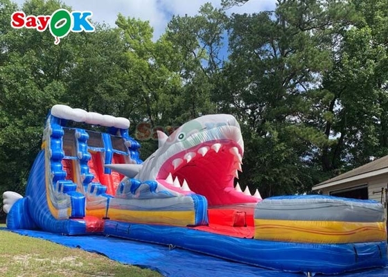 40 pieds de divertissement gonflable requin double toboggan Grands toboggans à eau gonflable extérieur