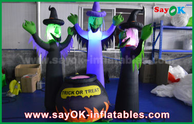 fantômes effrayants gonflables de tissu de 210D Oxford et pot magique avec l'éclairage de LED pour Halloween
