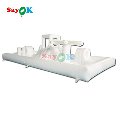 Équipement de jeu commercial sur mesure White Splash Pad Parque aquatique gonflable Glissière du château rebondissant