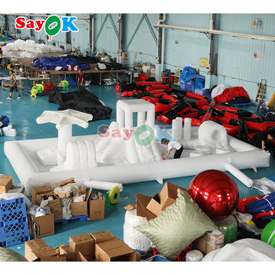 Personnalisé Mini Splash Pad Blanc à la mode Parc aquatique Parcours d'obstacles gonflable Parcours de jeux Château Slide Combo