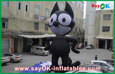 personnages de dessin animé gonflables de noir de tissu de 6mH Oxford, chat gonflable