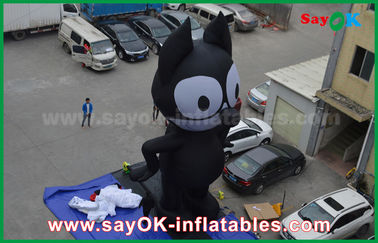personnages de dessin animé gonflables de noir de tissu de 6mH Oxford, chat gonflable