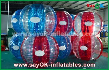 Les jeux gonflables du football ont soudé à chaud la boule gonflable bleue et rouge de bulle de 0.7mm TPU pour le jeu