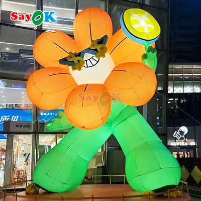 Design 3D gratuit commercial géant gonflable fleur riche gonflables fleurs pot avec lumière LED