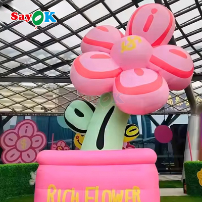 Design 3D gratuit commercial géant gonflable fleur riche gonflables fleurs pot avec lumière LED