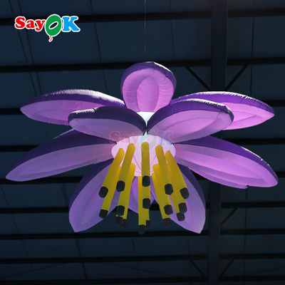 Éclairage à LED géant Fleurs suspendues Violettes Fleur de lotus gonflable Pour l'événement Décoration du club de mariage
