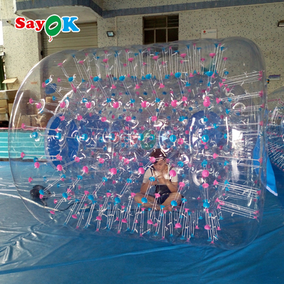 Saïok Boule flottante gonflable Aqua Zorbing Boule PVC transparente Cylindre humain Boule à bulles d'eau pour le jeu de l'eau