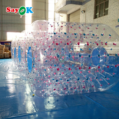 Saïok Boule flottante gonflable Aqua Zorbing Boule PVC transparente Cylindre humain Boule à bulles d'eau pour le jeu de l'eau