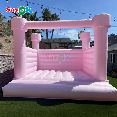 Petite maison gonflable rose gonflable blanche pour fête d'anniversaire