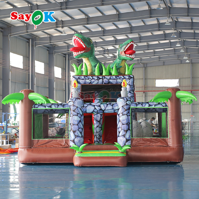 Sayok Maison gonflable dinosaure commerciale avec toboggan pour événement extérieur