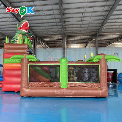 Sayok Maison gonflable dinosaure commerciale avec toboggan pour événement extérieur