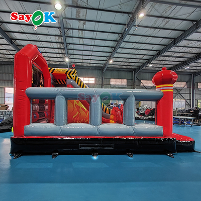 Château Gonflable Personnalisé Caserne de Pompiers Camion de Pompier Gonflable avec Toboggan
