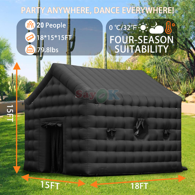 Boîte de nuit gonflable de 18 pieds, tente disco gonflable, boîte de nuit portable pour fête en plein air
