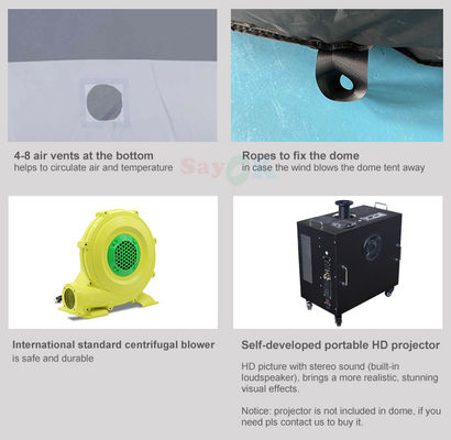 Coupole de planétarium gonflable 100% anti-flamme avec conception 3D gratuite et impression sur mesure