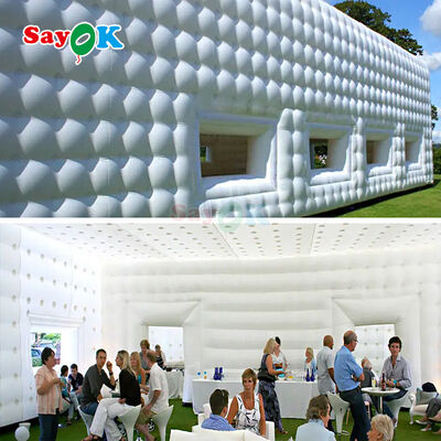Sayok 10x20 Meters White PVC Tarpaulin Awning Pavilion Inflatable Cube Tent for Event 200 People