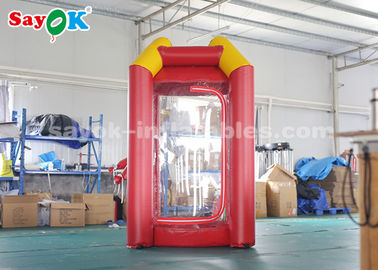 Cabine gonflable d'argent des produits/PVC de cube gonflable fait sur commande rouge en bâche avec 2 ventilateurs