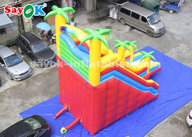 Glissière gonflable commerciale 8*4*7m PVC Coconut Tree Glissière gonflable avec deux souffleurs d'air pour enfants