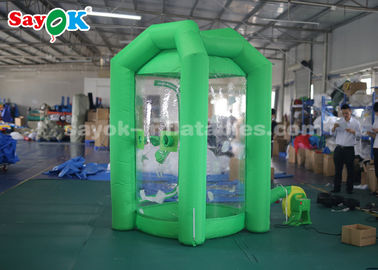 Cabine gonflable de machine d'argent de cube vert avec un ventilateur pour la promotion