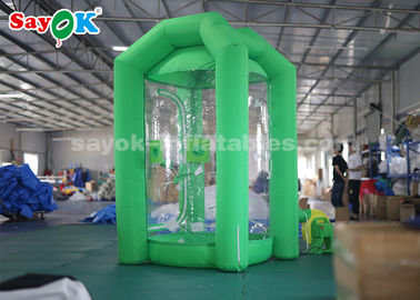Cabine gonflable de machine d'argent de cube vert avec un ventilateur pour la promotion