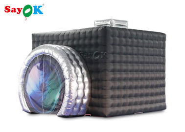 Tente gonflable de cabine de photo de noir + de couleur d'argent avec la LED pour la partie