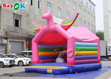 5x4mH château de rebond de la princesse Pink Rainbow Unicorn Inflatable pour l'enfant
