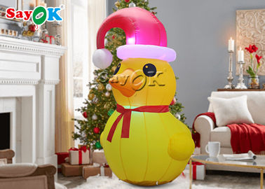 Canard mené de jaune de Noël avec les personnages de dessin animé gonflables de GV de Red Hat
