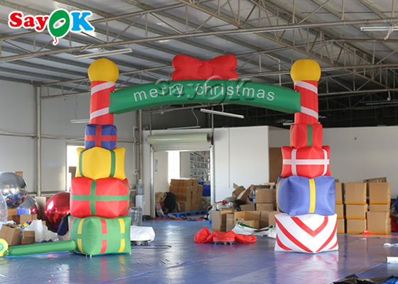 voûte gonflable de Noël de boîte-cadeau de décorations de vacances de 5x4m