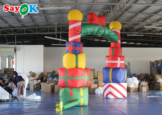 voûte gonflable de Noël de boîte-cadeau de décorations de vacances de 5x4m