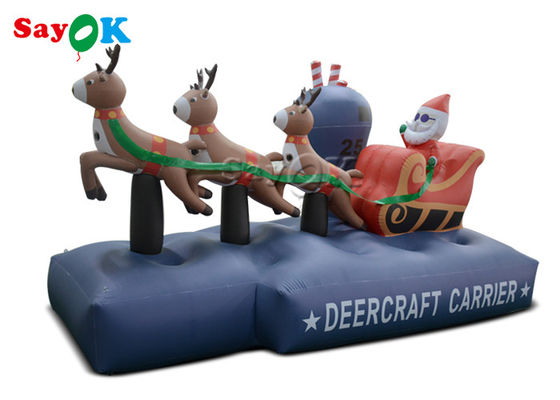 Noël 7.5ft gonflable Santa Claus Three Reindeer Pull Carts de décorations de vacances de 2.5m
