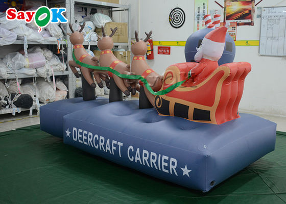 Noël 7.5ft gonflable Santa Claus Three Reindeer Pull Carts de décorations de vacances de 2.5m
