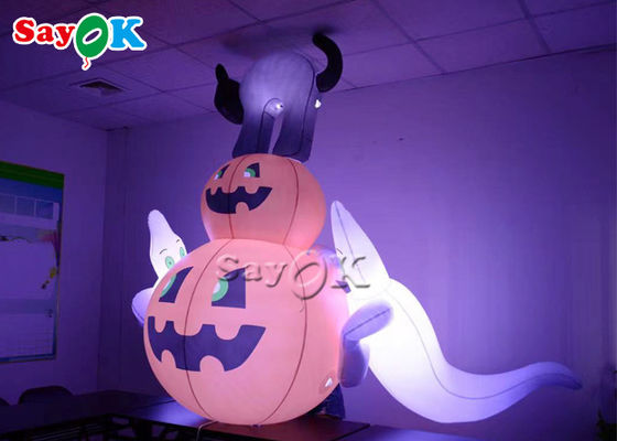 Noir gonflable Cat With White Ghost de potiron d'Airblown de décor de Halloween de décorations de vacances d'OEM